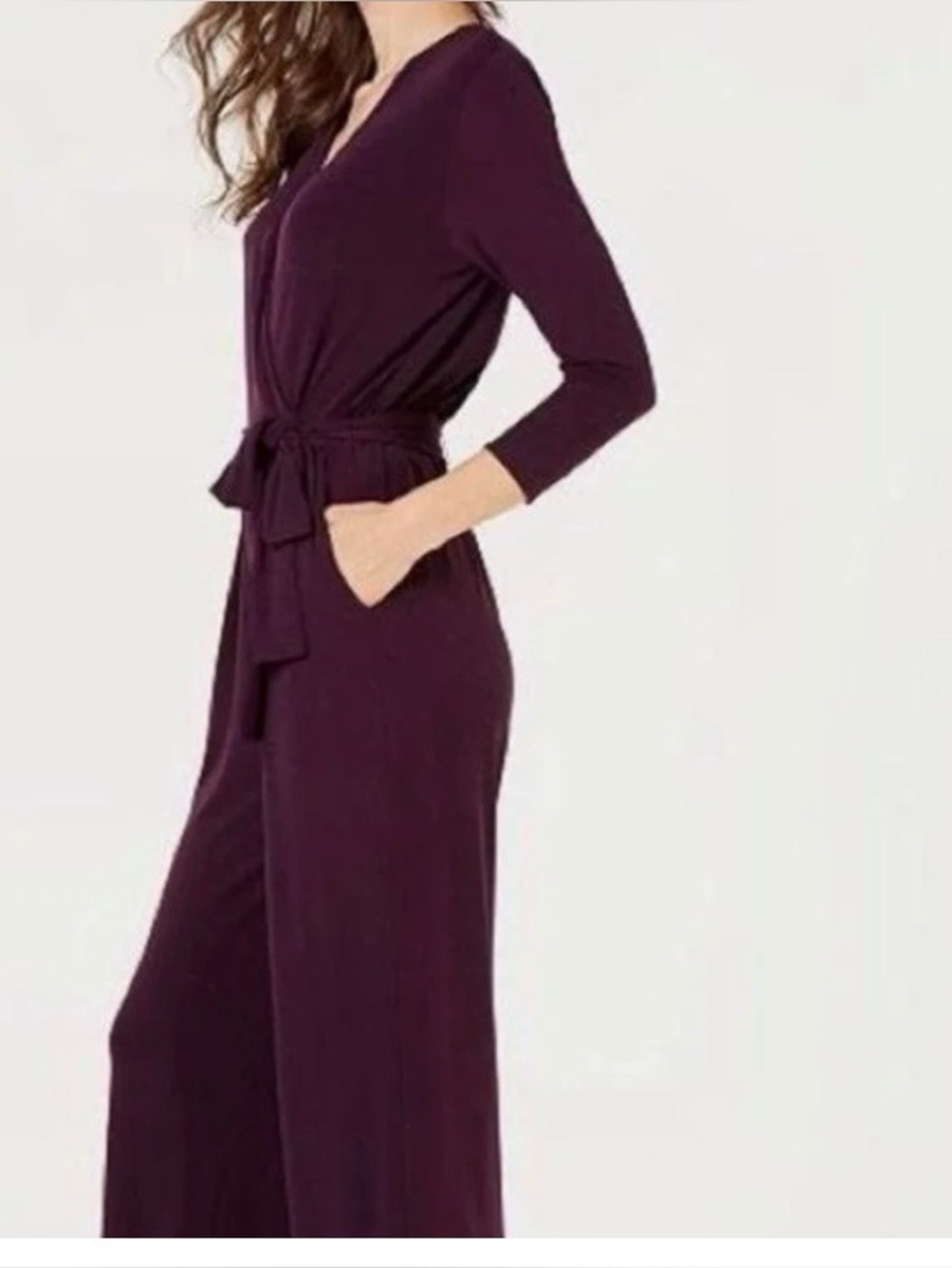 Alfani Deep Plum Wrap Maxi Dress with Waist Tie
